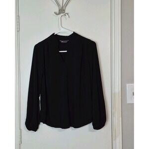 M&S Collection Women's Tunic Top Long Sleeve Blouse Size 8 Black Minimalist